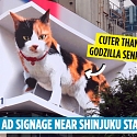 (Video) Hyper-Realistic 3D Cat Appears on Billboard Outside Shinjuku Station