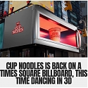 A Cup of Soup Dancing in a Microwave? In Times Square, Silly Sells