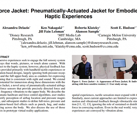(PDF) Disney Made A VR Jacket That Can Simulate Hugs, Snakes Crawling On Your Back