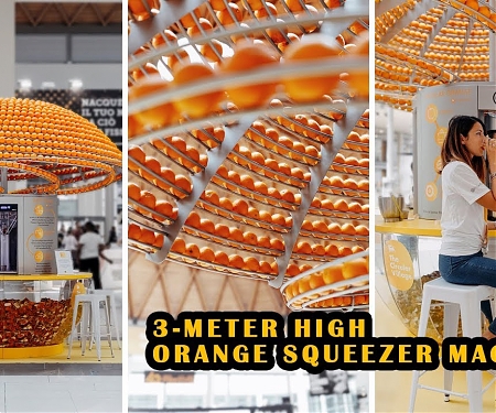 (Video) 'The Feel the Peel' Juice Kiosk Creates Cups From Its Own Orange Peels