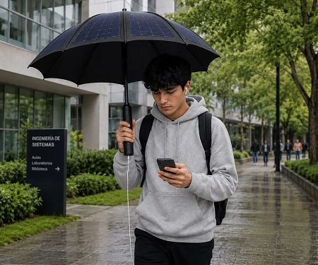 This Umbrella Has Solar Panels… And It Doubles As An Emergency Power Bank