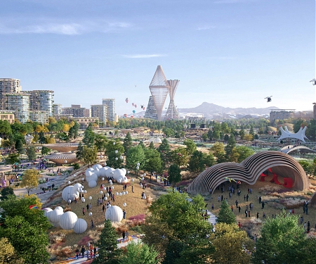 Circular Transit Hub Shown In Images Of "Built-From-Scratch" American Desert City