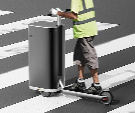 This Electric Scooter + Cleaning Trolley Is the Public Sanitation Solution Your Community Needs