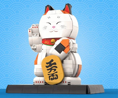 Adorable LEGO Feng Shui Fortune Cat Can Wave Its Hands to Give You Good Luck !