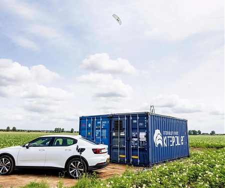 Container-based Mobile Battery Hub Recharged by Kite Power