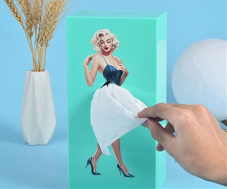 Marilyn Monroe’s Iconic Upskirt Moment Reimagined in a Tissue Box