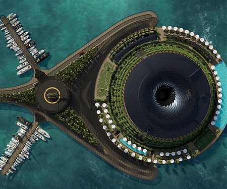 Futuristic Eco-Floating Hotel Harvests Energy From Its Rotating Structures