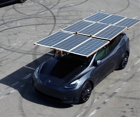 Tesla Owner Builds Solar Array That Folds Out of Model Y Roof