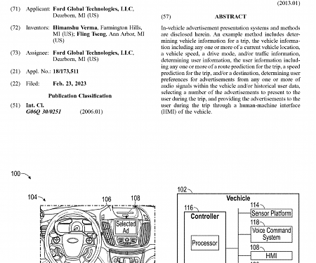 (Patent) Ford Seeks Patent for Tech That Listens to Driver Conversations to Serve Ads