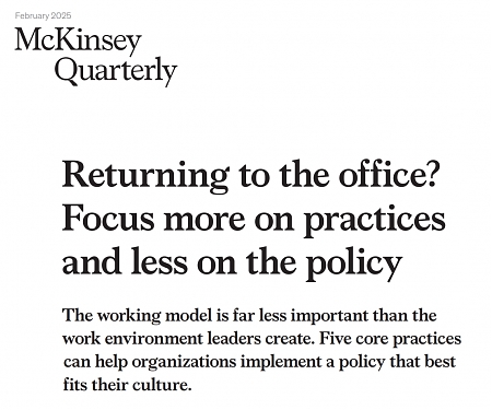 (PDF) Mckinsey - Returning to The Office ? Focus More on Practices