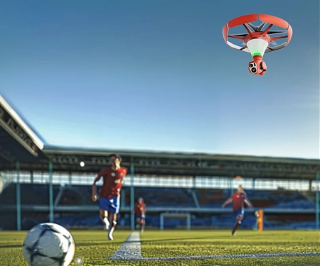 This Drone Referee Hovers Above The Football and Players, Serving as an Airborne VAR