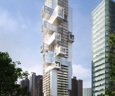 Ambitious Jenga-like Residential Tower Moves from Render to Reality