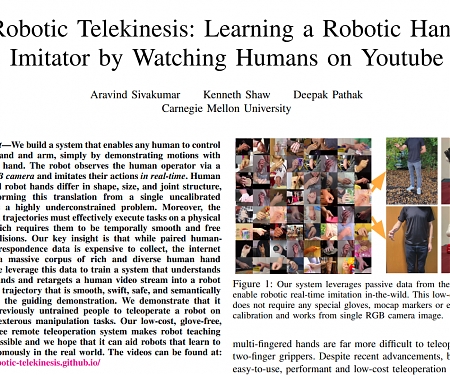 (Paper) Robotic Telekinesis : Allowing Humans to Remotely Operate and Train Robotic Hands