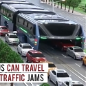 (Video) Elevated Bus That Drives Above Traffic Jams