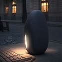 Pebble Street Lighting Made of Natural Andesite Stone Waste