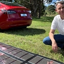 (Video) Rolled-Up Printed Solar Panels to Power Tesla Journey